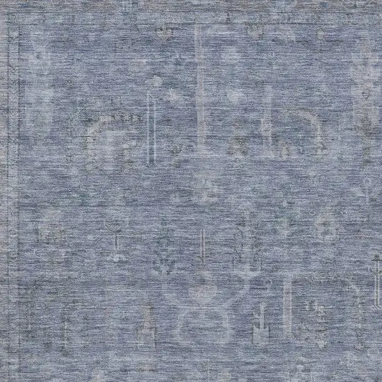 Denim Blue And Gray Oriental Washable Indoor Outdoor Area Rug Photo 5