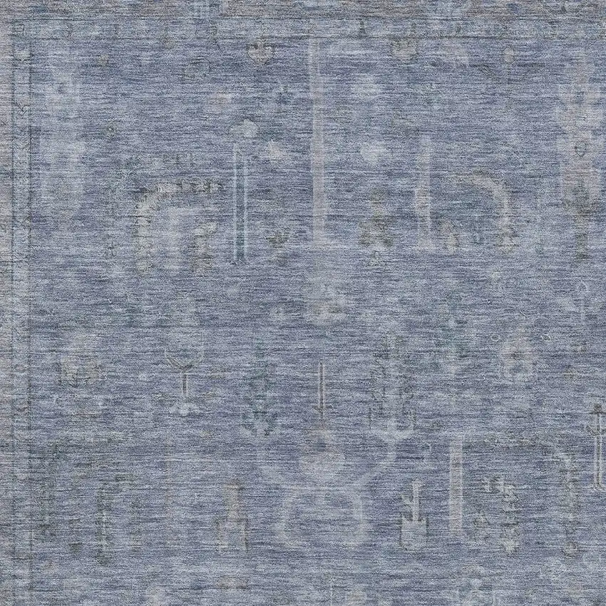 Denim Blue And Gray Oriental Washable Indoor Outdoor Area Rug Photo 5
