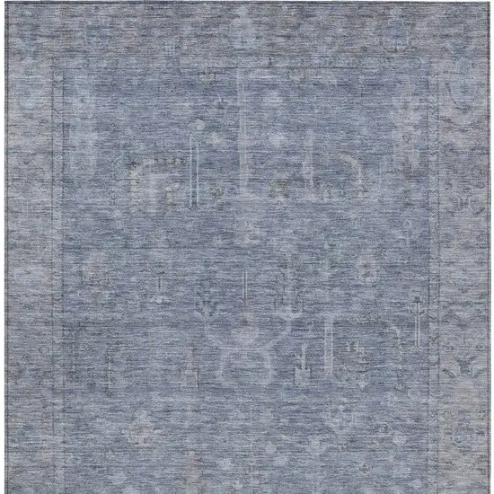 Denim Blue And Gray Oriental Washable Indoor Outdoor Area Rug Photo 6