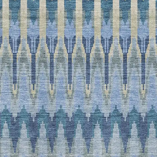 Denim Blue And Gray Southwestern Washable Area Rug With UV Protection Photo 3
