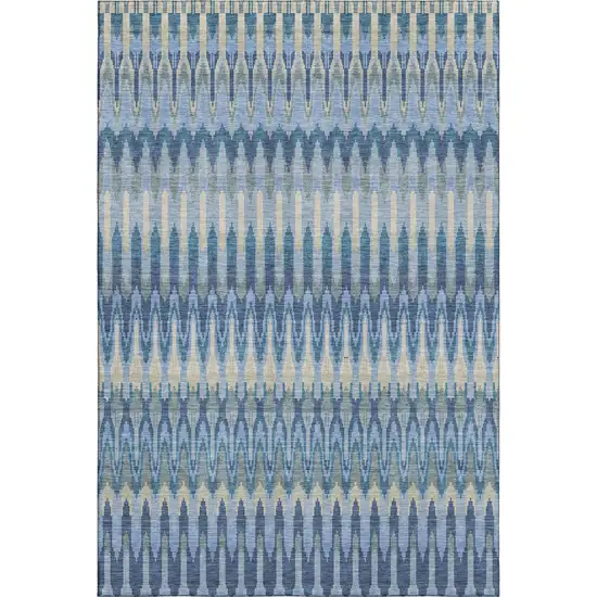 Denim Blue And Gray Southwestern Washable Area Rug With UV Protection Photo 2