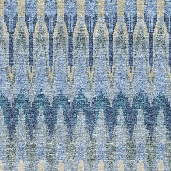 Denim Blue And Gray Southwestern Washable Area Rug With UV Protection Photo 3