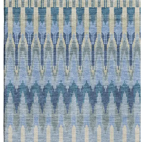 Denim Blue And Gray Southwestern Washable Area Rug With UV Protection Photo 4