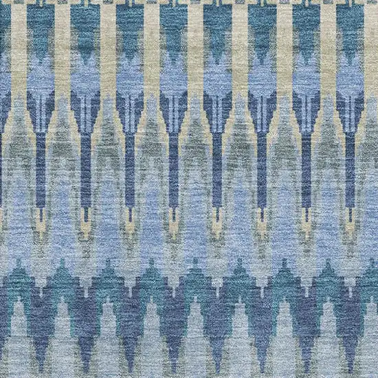 Denim Blue And Gray Southwestern Washable Area Rug With UV Protection Photo 3