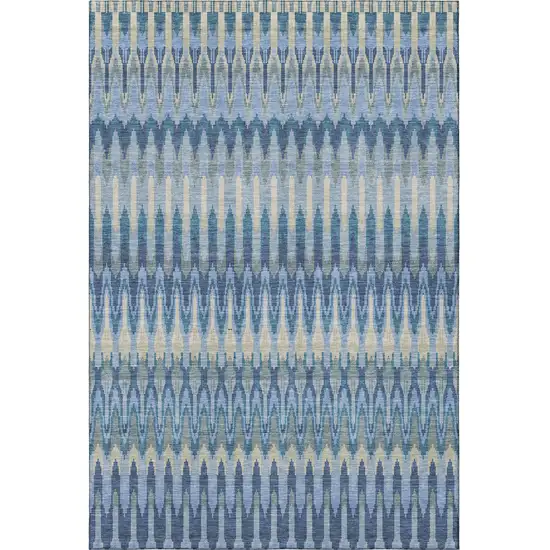 Denim Blue And Gray Southwestern Washable Area Rug With UV Protection Photo 3