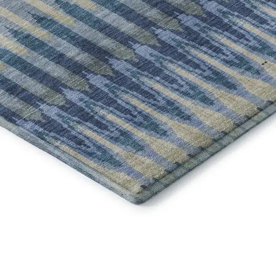 Denim Blue And Gray Southwestern Washable Area Rug With UV Protection Photo 7