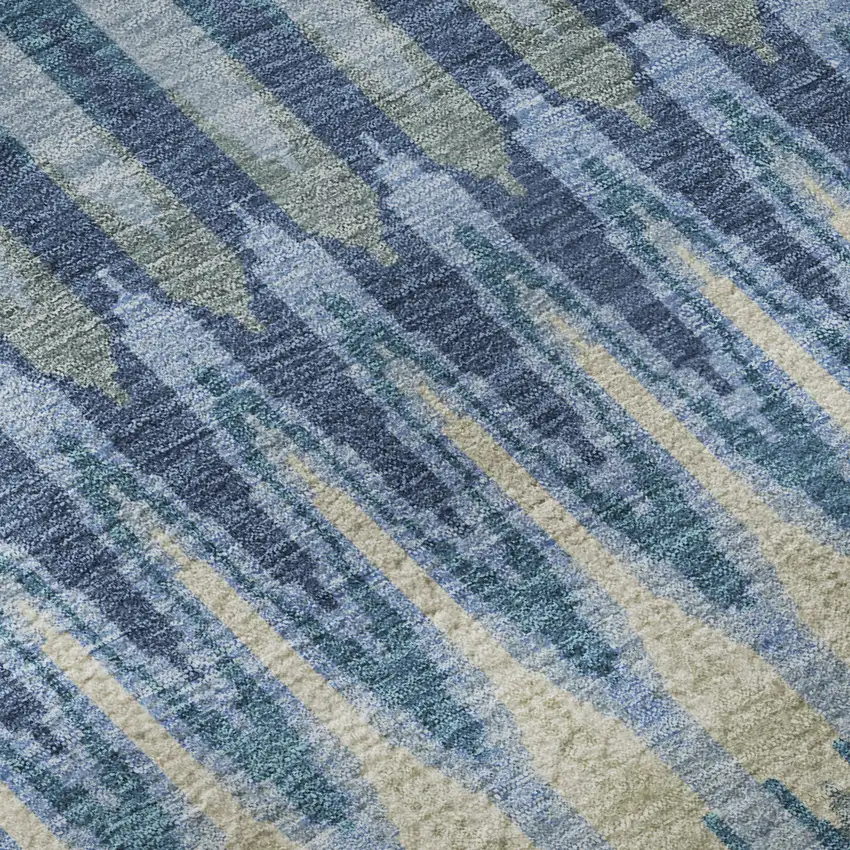 Denim Blue And Gray Southwestern Washable Area Rug With UV Protection Photo 9