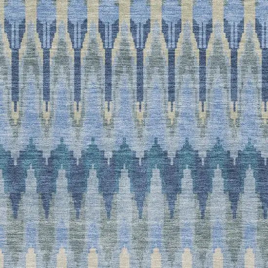 Denim Blue And Gray Southwestern Washable Area Rug With UV Protection Photo 3