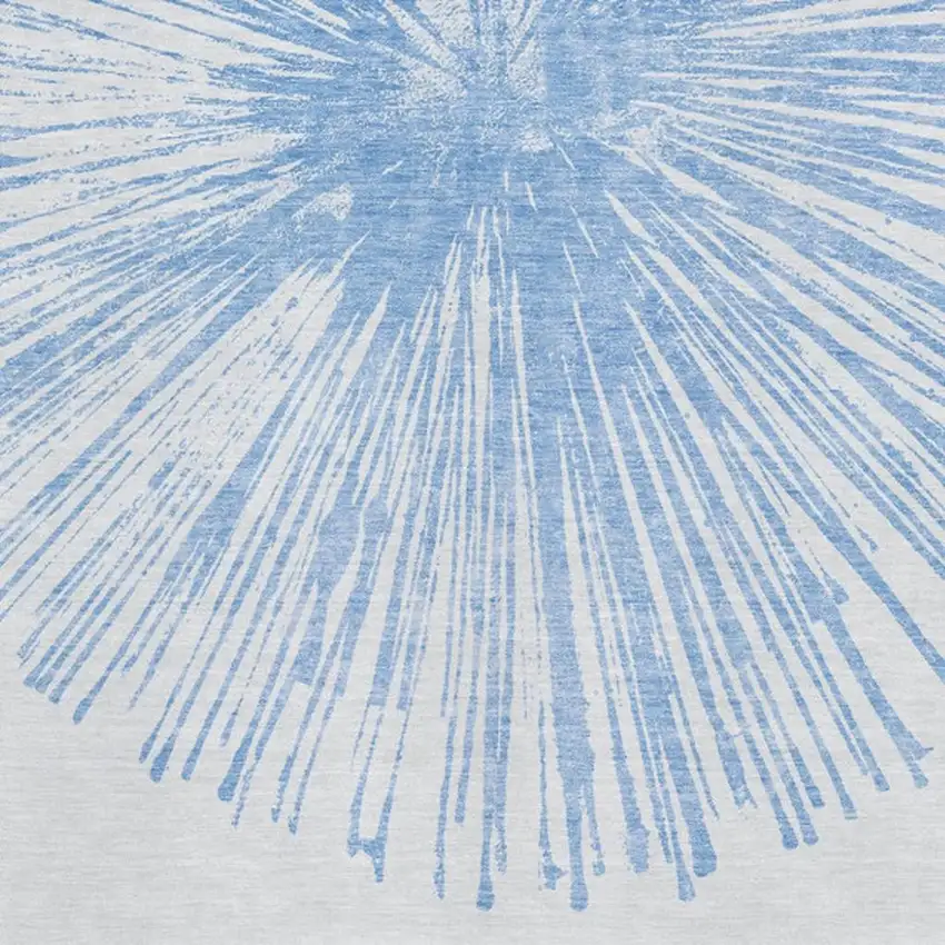 Denim Blue And Ivory Abstract Washable Area Rug With UV Protection Photo 3