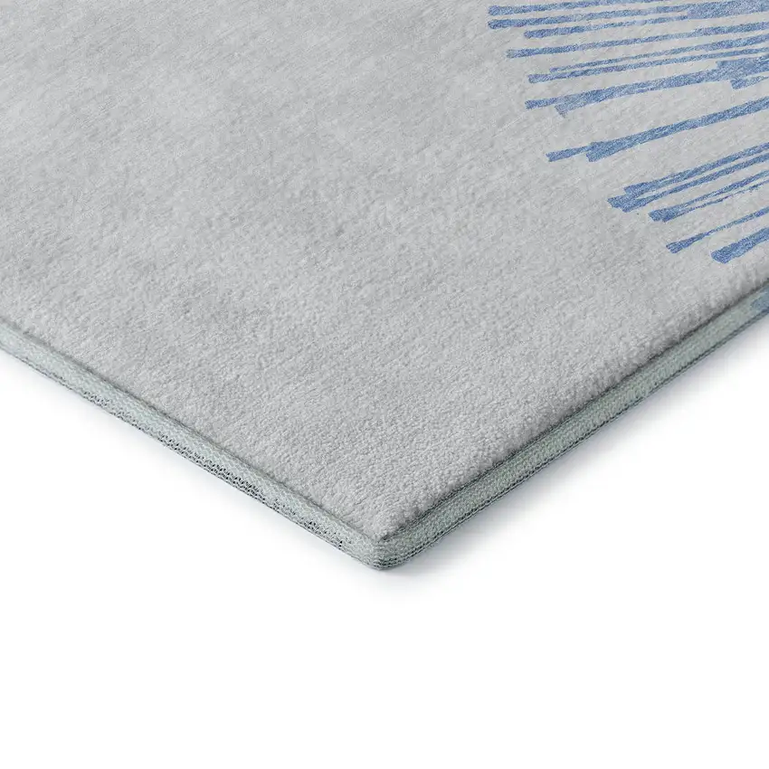 Denim Blue And Ivory Abstract Washable Area Rug With UV Protection Photo 7