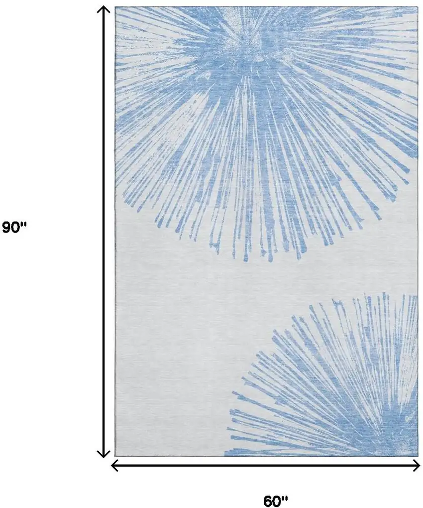 Denim Blue And Ivory Abstract Washable Area Rug With UV Protection Photo 9