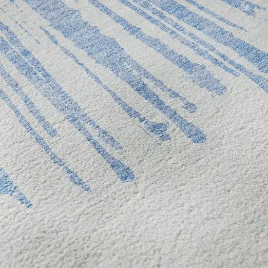 Denim Blue And Ivory Abstract Washable Area Rug With UV Protection Photo 3