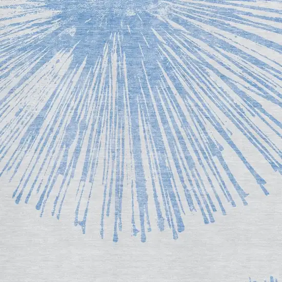 Denim Blue And Ivory Abstract Washable Area Rug With UV Protection Photo 3