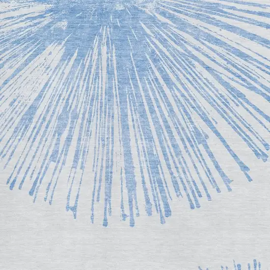 Denim Blue And Ivory Abstract Washable Area Rug With UV Protection Photo 8