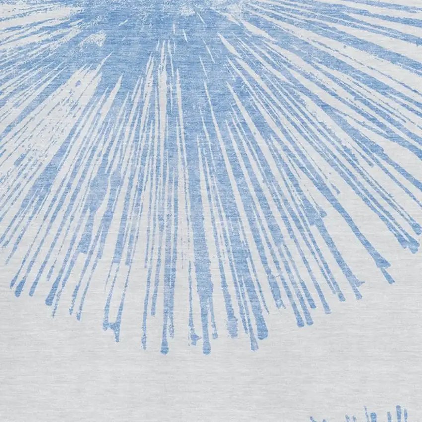 Denim Blue And Ivory Abstract Washable Area Rug With UV Protection Photo 8