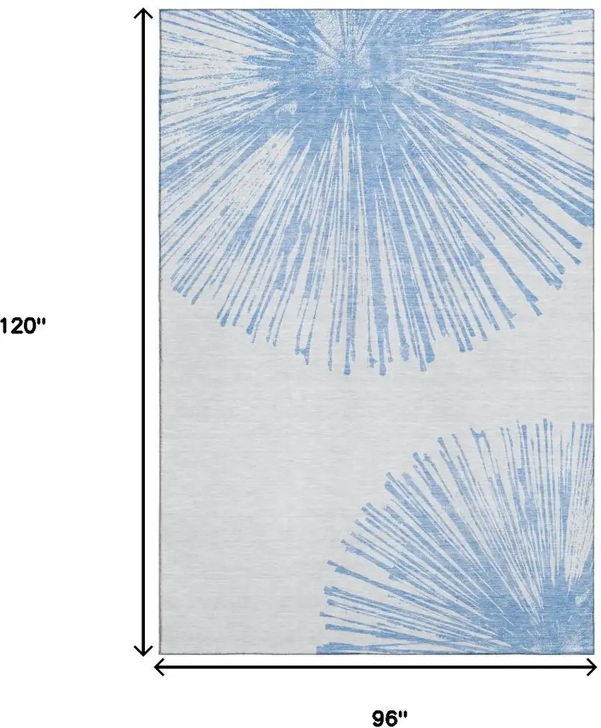 Denim Blue And Ivory Abstract Washable Area Rug With UV Protection Photo 7