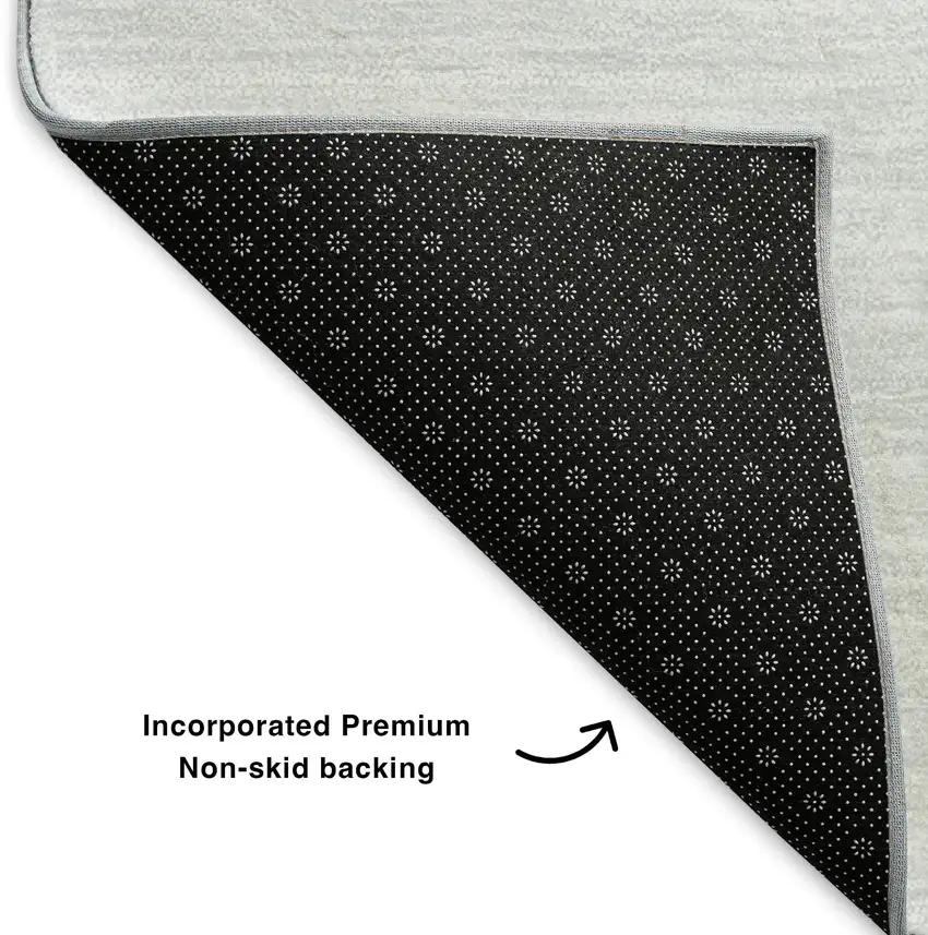 Denim Blue And Ivory Abstract Washable Area Rug With UV Protection Photo 9