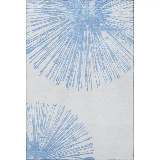 Denim Blue And Ivory Abstract Washable Area Rug With UV Protection Photo 3