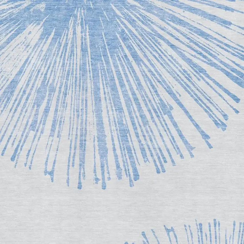 Denim Blue And Ivory Abstract Washable Area Rug With UV Protection Photo 4