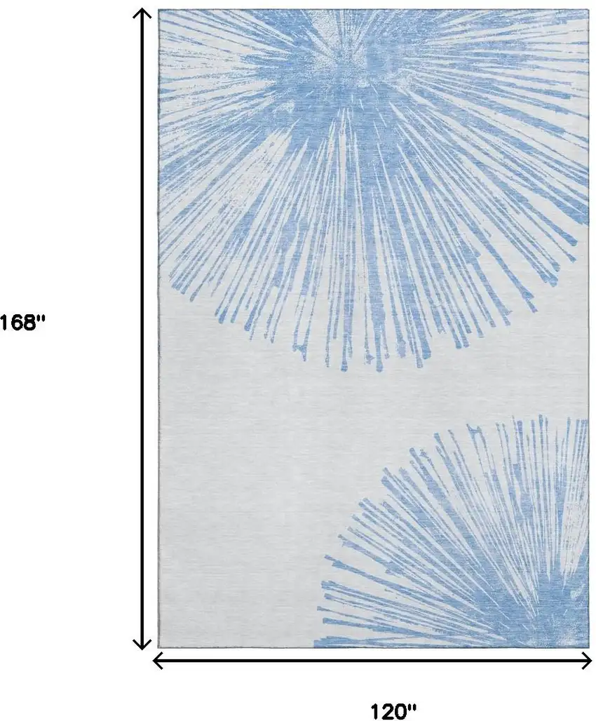 Denim Blue And Ivory Abstract Washable Area Rug With UV Protection Photo 7