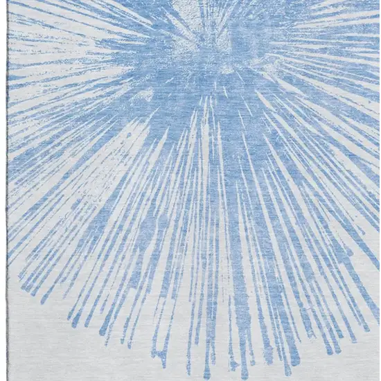 Denim Blue And Ivory Abstract Washable Area Rug With UV Protection Photo 9