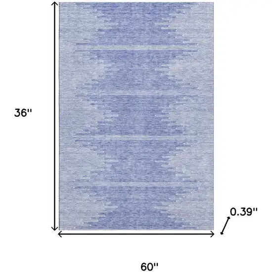 Denim Blue And Ivory Abstract Washable Area Rug With UV Protection Photo 3