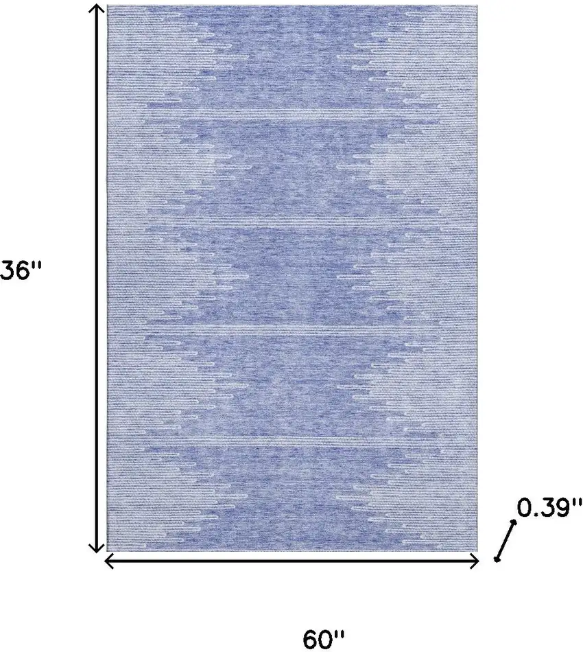 Denim Blue And Ivory Abstract Washable Area Rug With UV Protection Photo 3