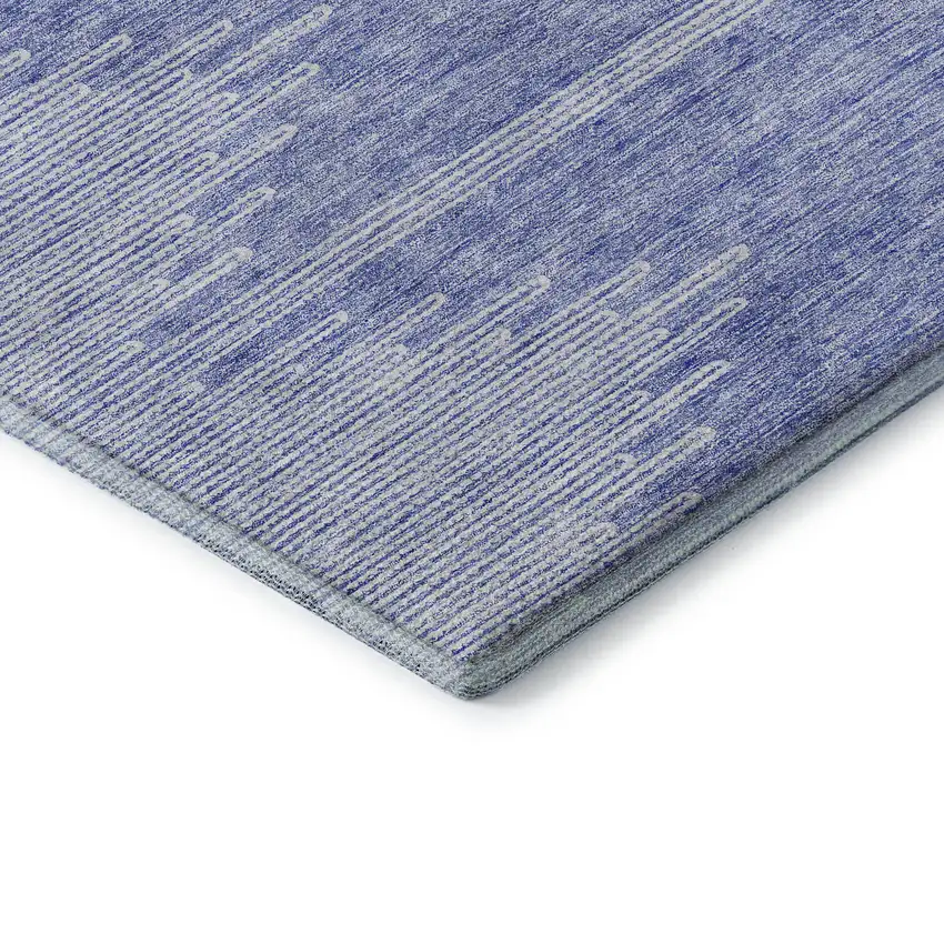 Denim Blue And Ivory Abstract Washable Area Rug With UV Protection Photo 8