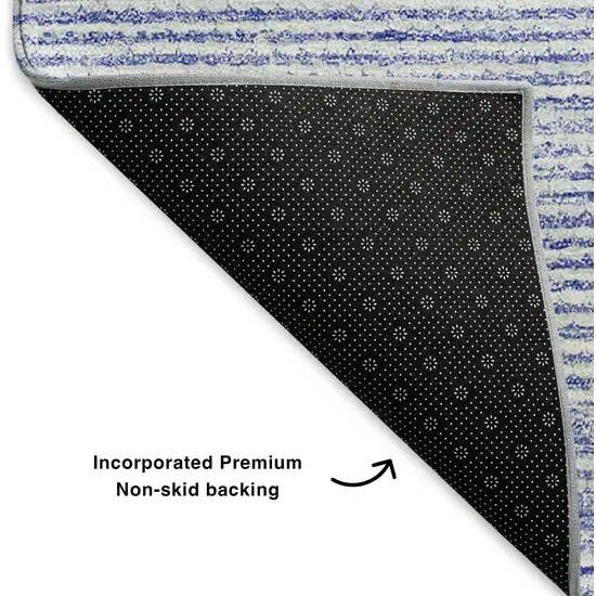 Denim Blue And Ivory Abstract Washable Area Rug With UV Protection Photo 7