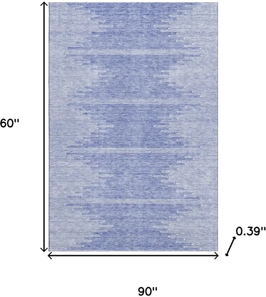 Denim Blue And Ivory Abstract Washable Area Rug With UV Protection Photo 3