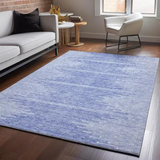 Denim Blue And Ivory Abstract Washable Area Rug With UV Protection Photo 3