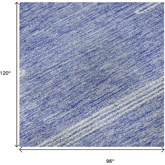 Denim Blue And Ivory Abstract Washable Area Rug With UV Protection Photo 9