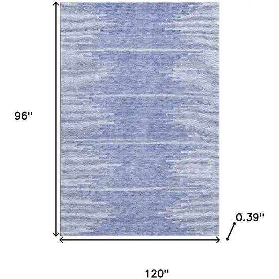 Denim Blue And Ivory Abstract Washable Area Rug With UV Protection Photo 3