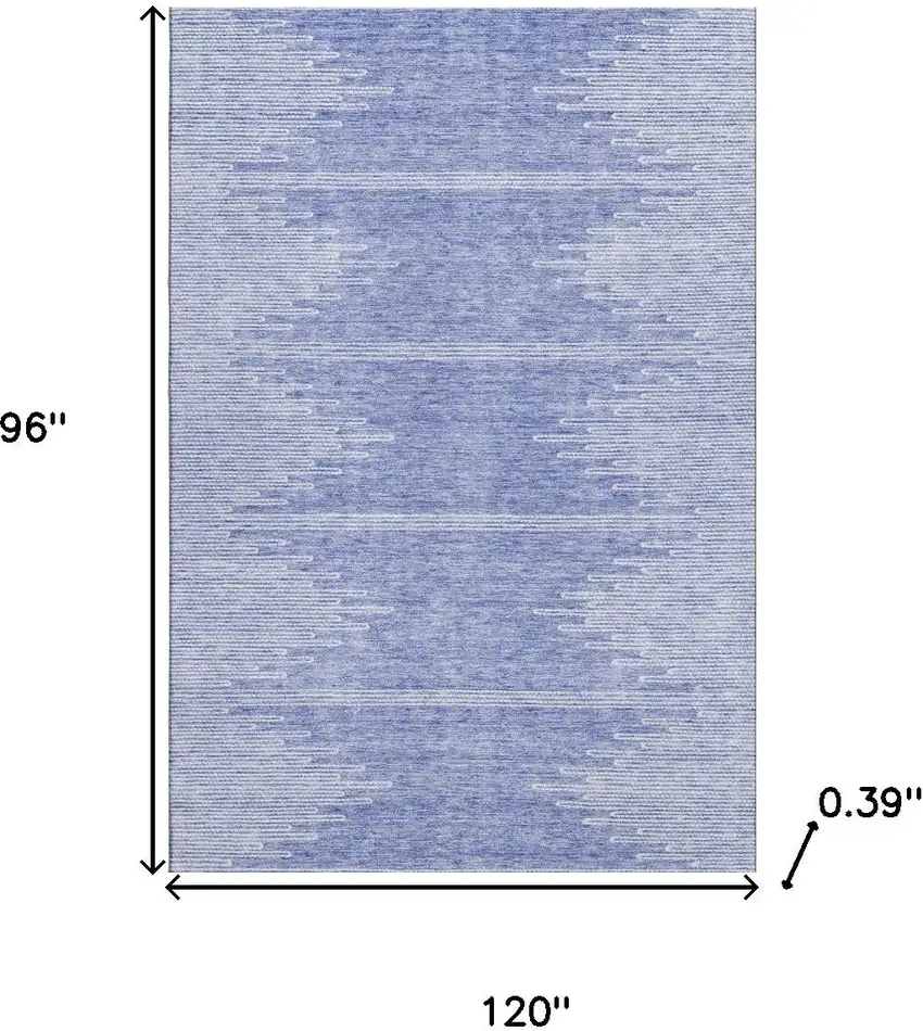 Denim Blue And Ivory Abstract Washable Area Rug With UV Protection Photo 3