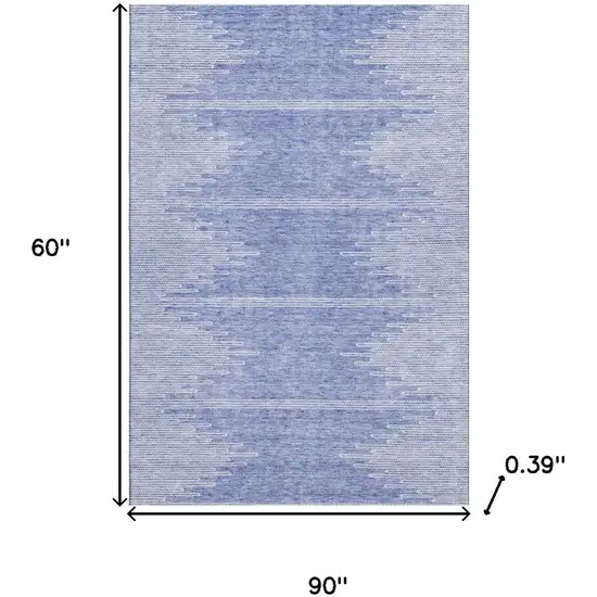 Denim Blue And Ivory Abstract Washable Area Rug With UV Protection Photo 3