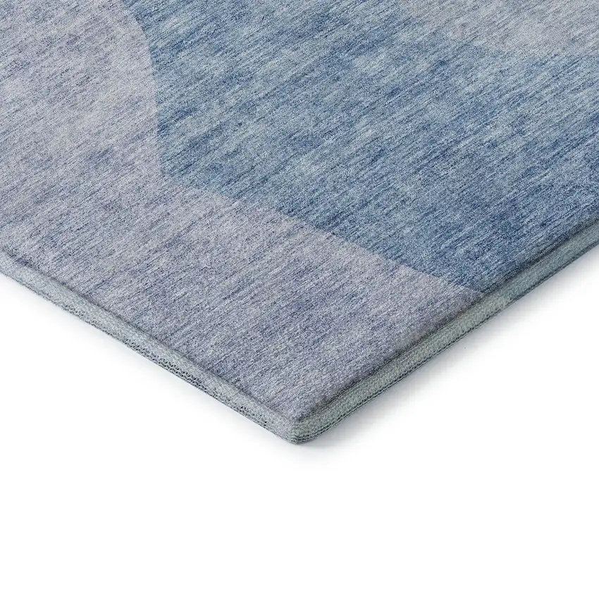 Denim Blue And Ivory Abstract Washable Area Rug With UV Protection Photo 7