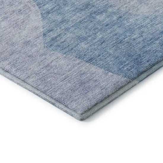 Denim Blue And Ivory Abstract Washable Area Rug With UV Protection Photo 7
