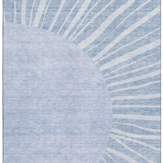 Denim Blue And Ivory Abstract Washable Area Rug With UV Protection Photo 3