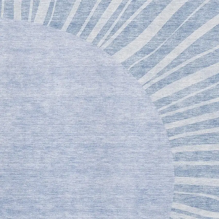 Denim Blue And Ivory Abstract Washable Area Rug With UV Protection Photo 2