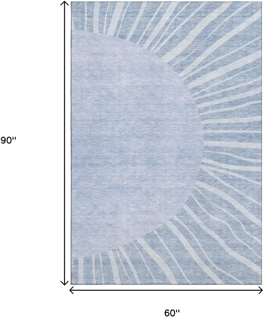 Denim Blue And Ivory Abstract Washable Area Rug With UV Protection Photo 3