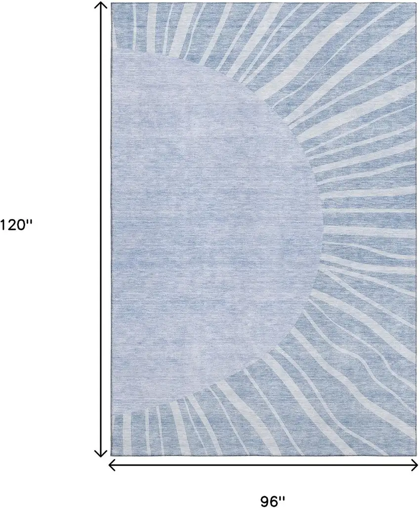 Denim Blue And Ivory Abstract Washable Area Rug With UV Protection Photo 3