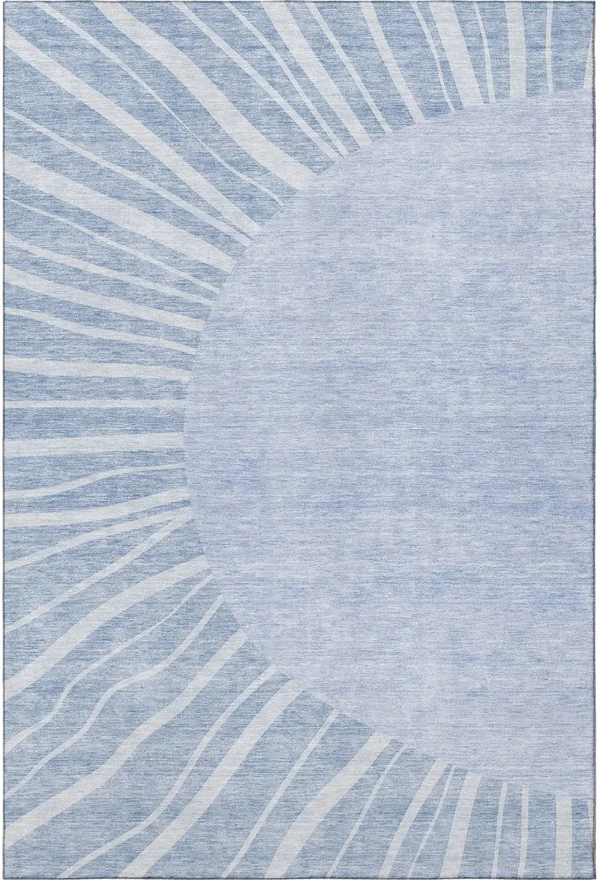 Denim Blue And Ivory Abstract Washable Area Rug With UV Protection Photo 3