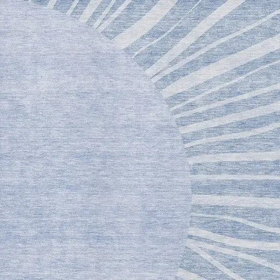 Denim Blue And Ivory Abstract Washable Area Rug With UV Protection Photo 2