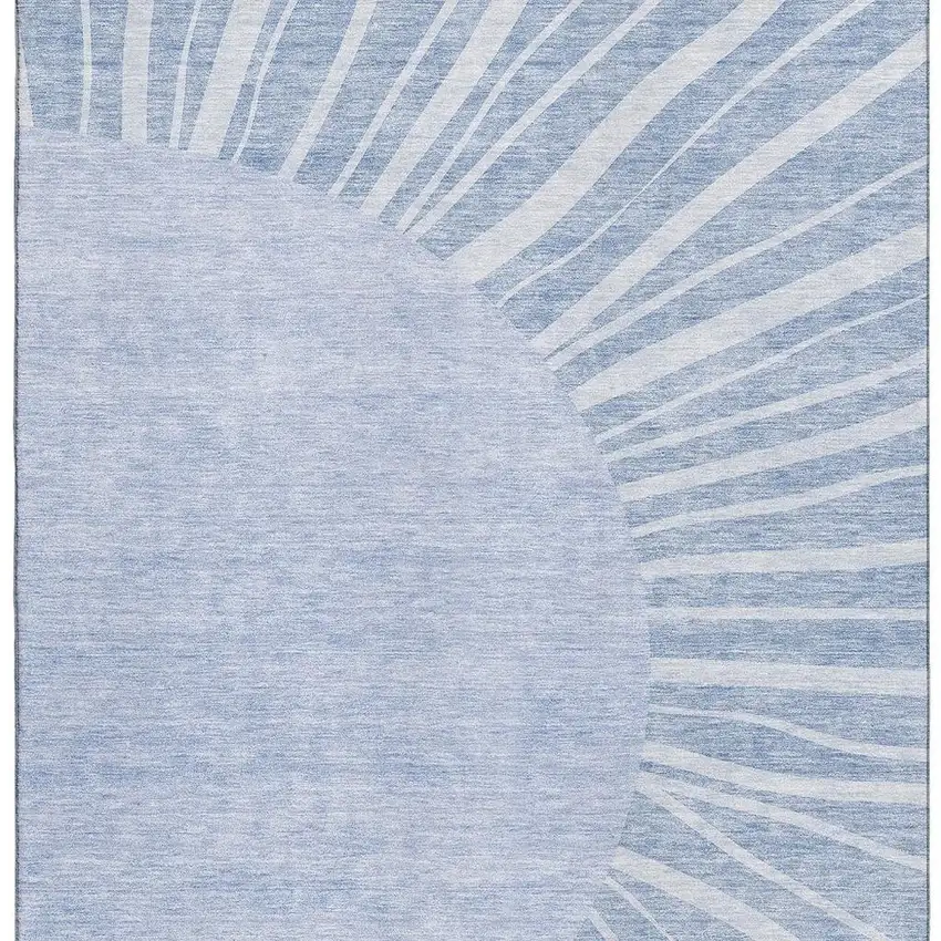 Denim Blue And Ivory Abstract Washable Area Rug With UV Protection Photo 3
