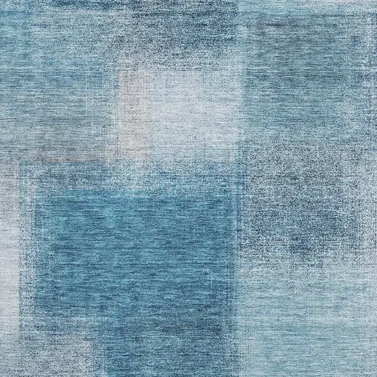 Denim Blue And Ivory Abstract Washable Area Rug With UV Protection Photo 4