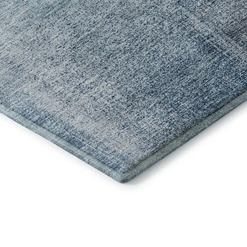 Denim Blue And Ivory Abstract Washable Area Rug With UV Protection Photo 8