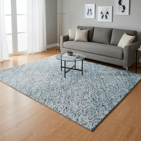 Denim Blue And Ivory Abstract Washable Area Rug With UV Protection Photo 2