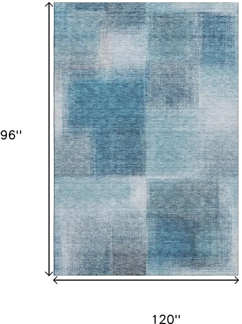 Denim Blue And Ivory Abstract Washable Area Rug With UV Protection Photo 3