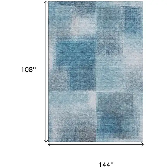 Denim Blue And Ivory Abstract Washable Area Rug With UV Protection Photo 3