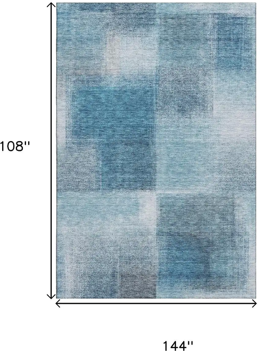 Denim Blue And Ivory Abstract Washable Area Rug With UV Protection Photo 3